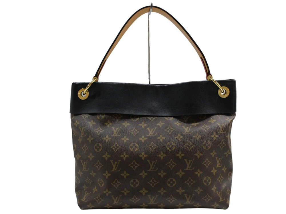 Louis Vuitton Canvas Bag Besace Black Brown Monogram Tuileries Tote Leather